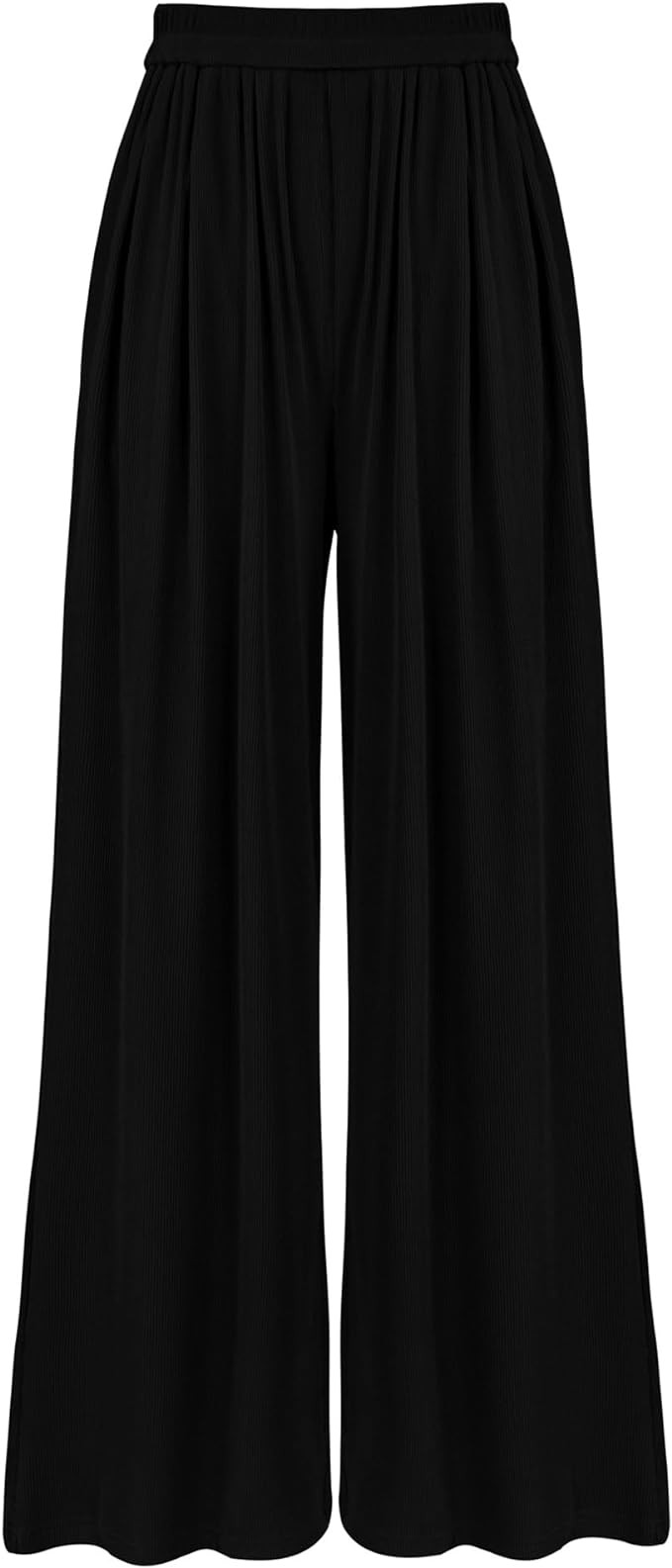BTFBM Womens Casual Wide Leg Pants Summer Fall Clothes Pleated Elastic Waist Loose Palazzo Knit T... | Amazon (US)