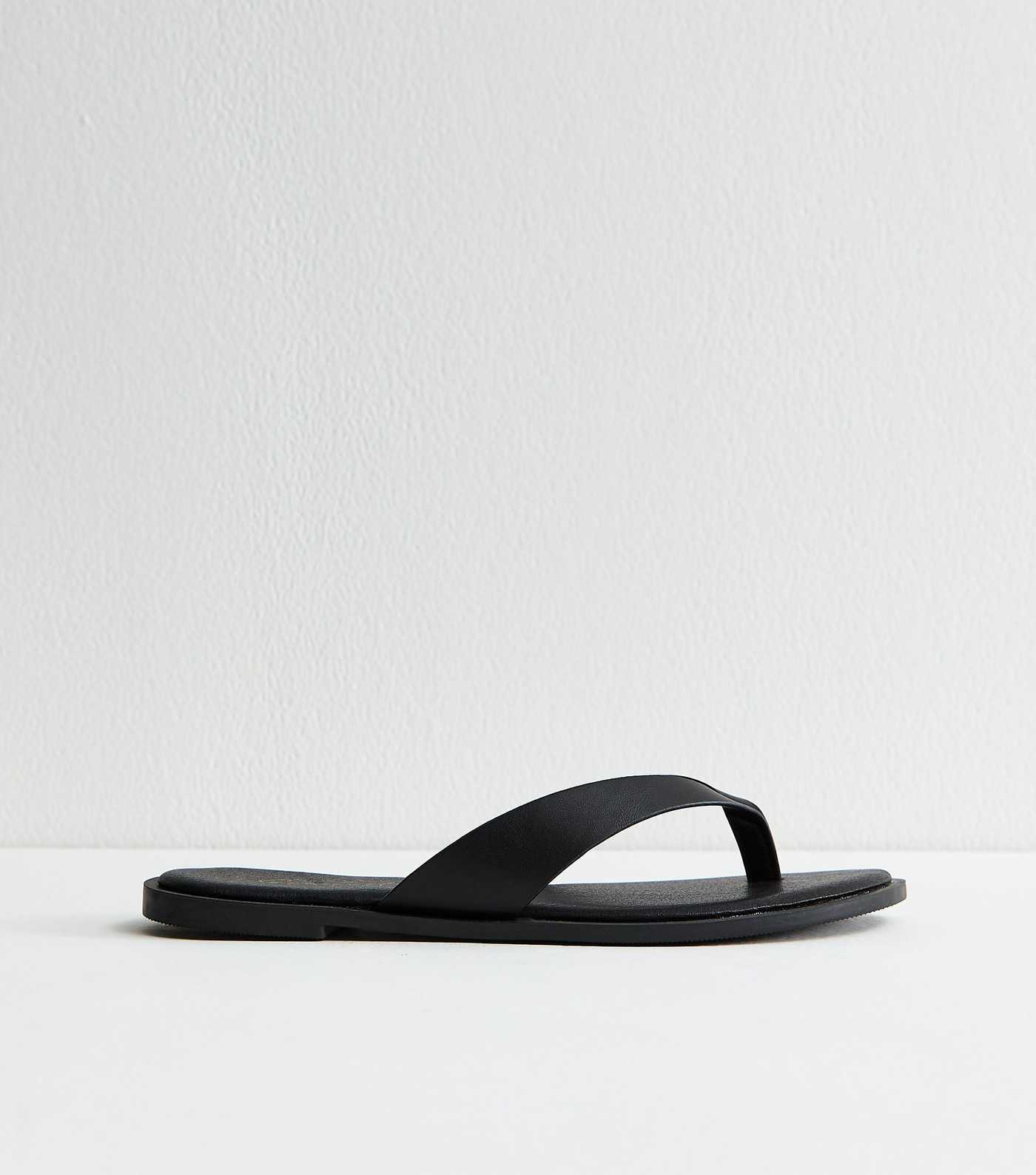 Black Faux Leather Toe Post Sandals | New Look | New Look (UK)