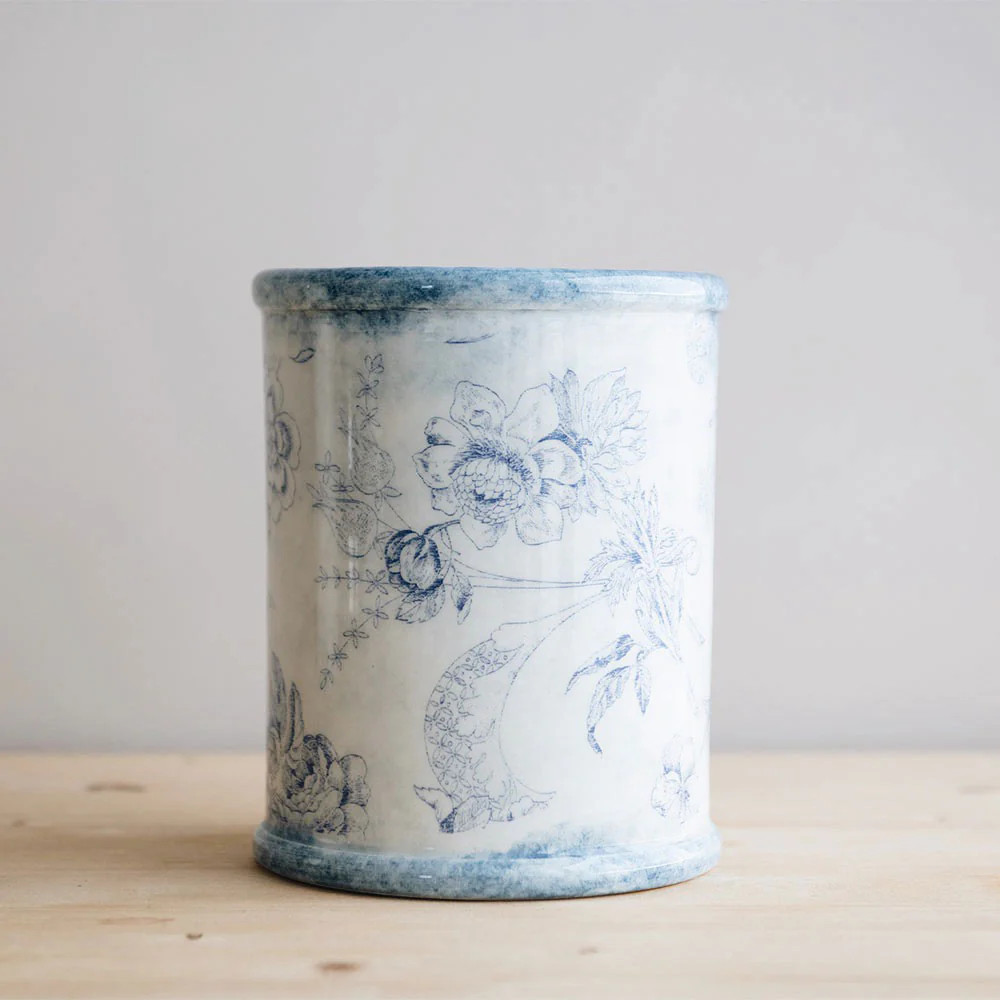 Hand-Painted Ceramic Crock - Blue Garden | Roan Iris