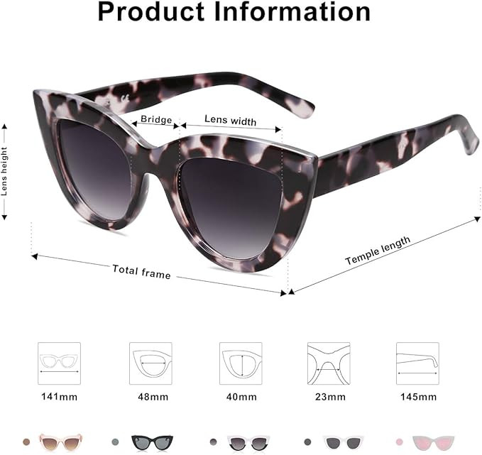 SOJOS Retro Vintage Cateye Sunglasses for Women Plastic Frame Mirrored Lens SJ2939 | Amazon (US)
