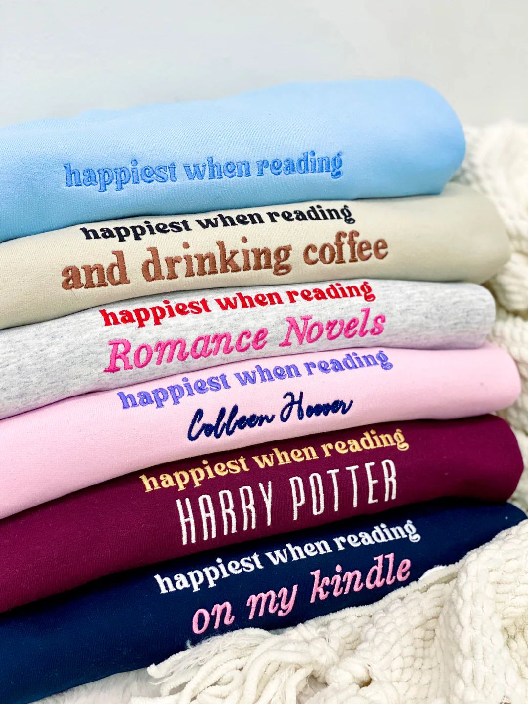 Make It Yours™ 'Happiest When Reading...' Crewneck Sweatshirt | United Monograms