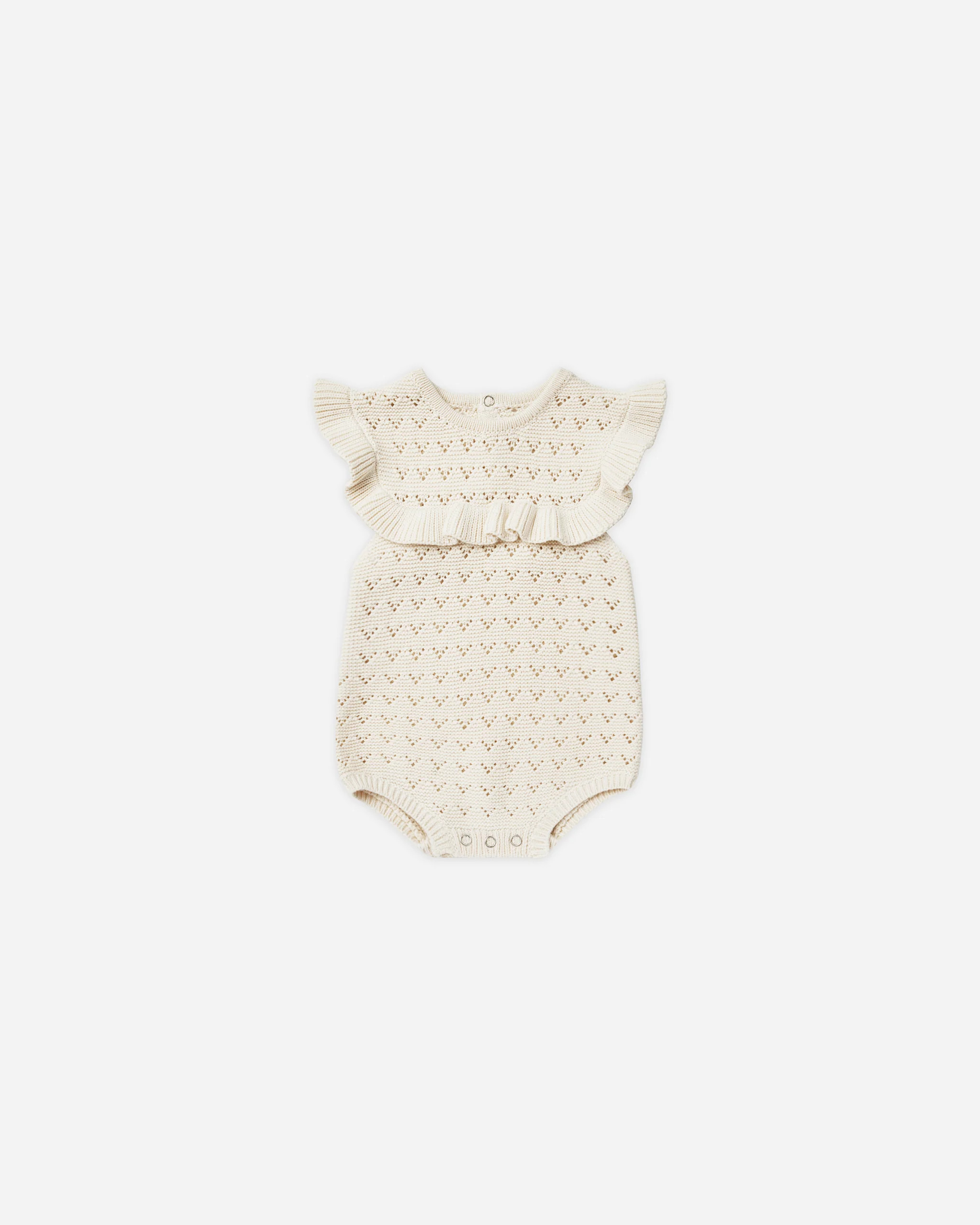 Pointelle Ruffle Romper || Natural | Rylee + Cru