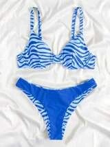 Zebra Striped Bikini Set Wireless Underwire Top & Cheeky Bottom 2 Piece Swimsuit | SHEIN