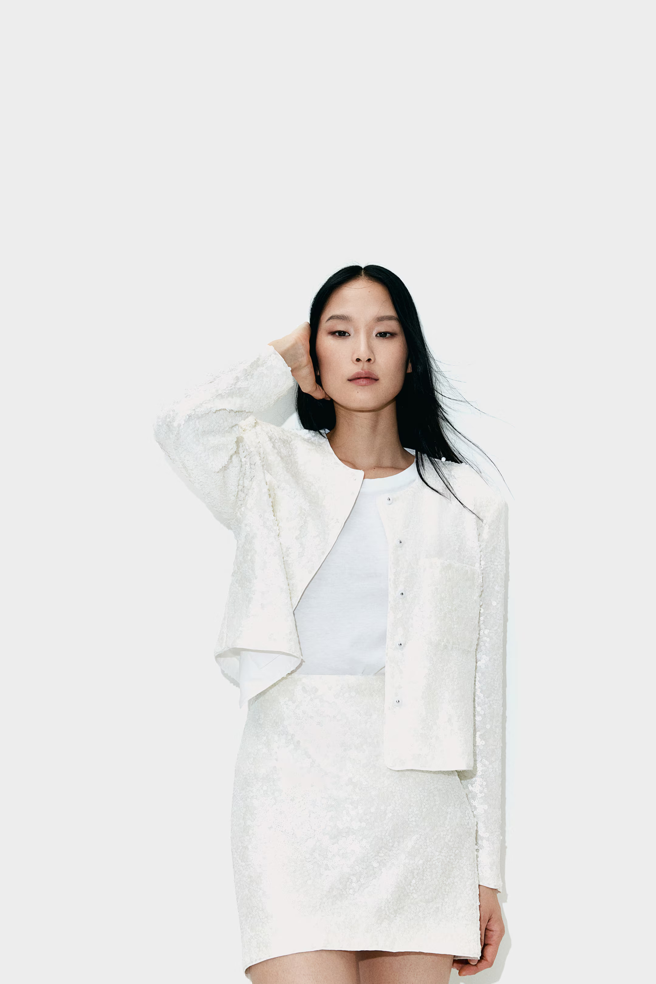 Sequined Mini Skirt - White - Ladies | H&M CA | H&M (US + CA)