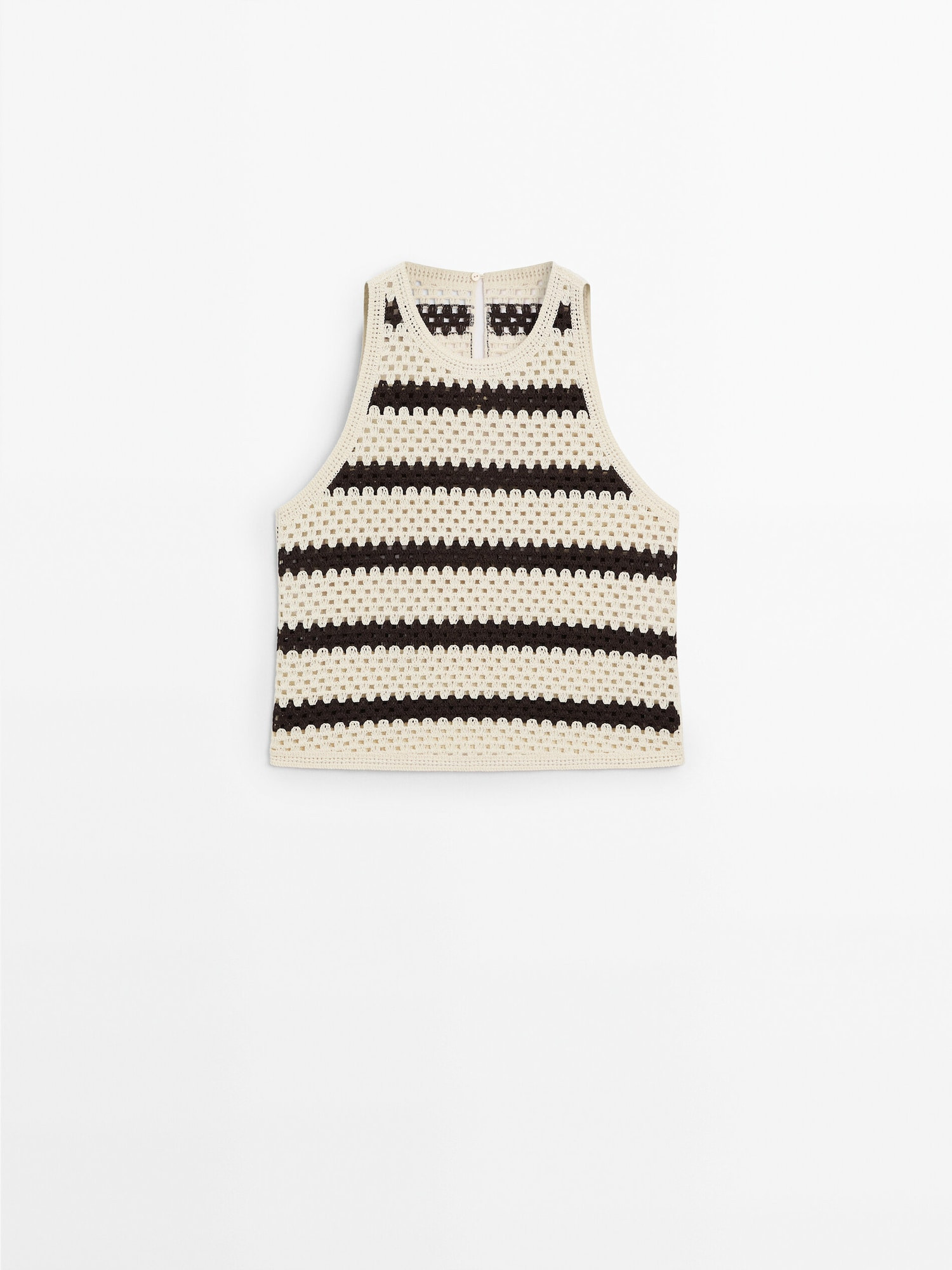 Striped crochet halter top | Massimo Dutti UK