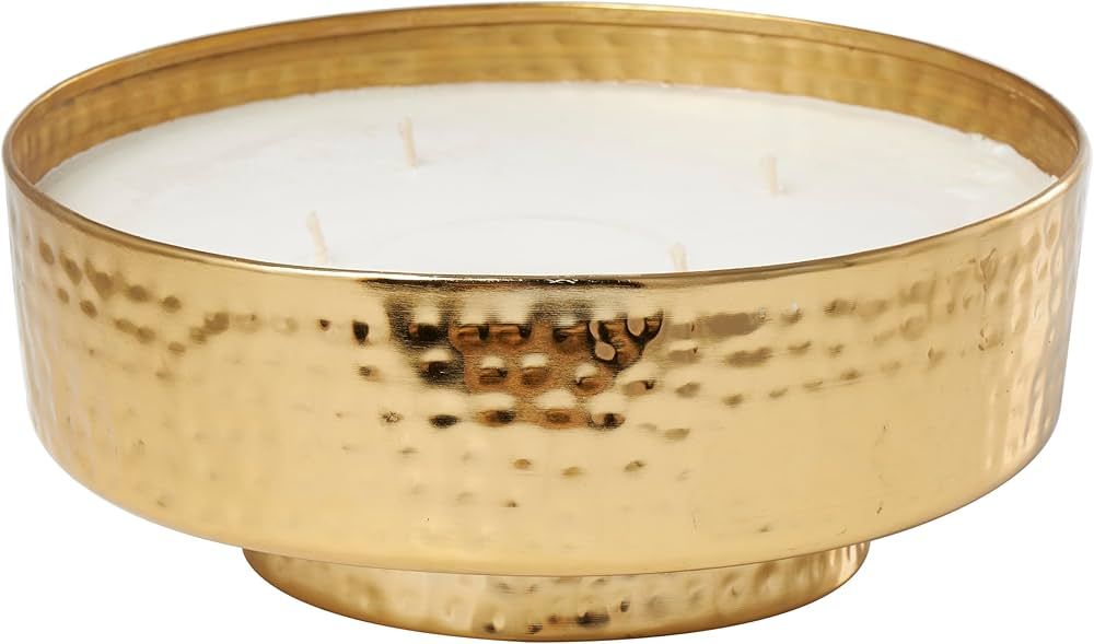 CosmoLiving by Cosmopolitan Metal Egyptian Mint Scented Wide Hammered 70 oz 4 Wick Candle with Wh... | Amazon (US)