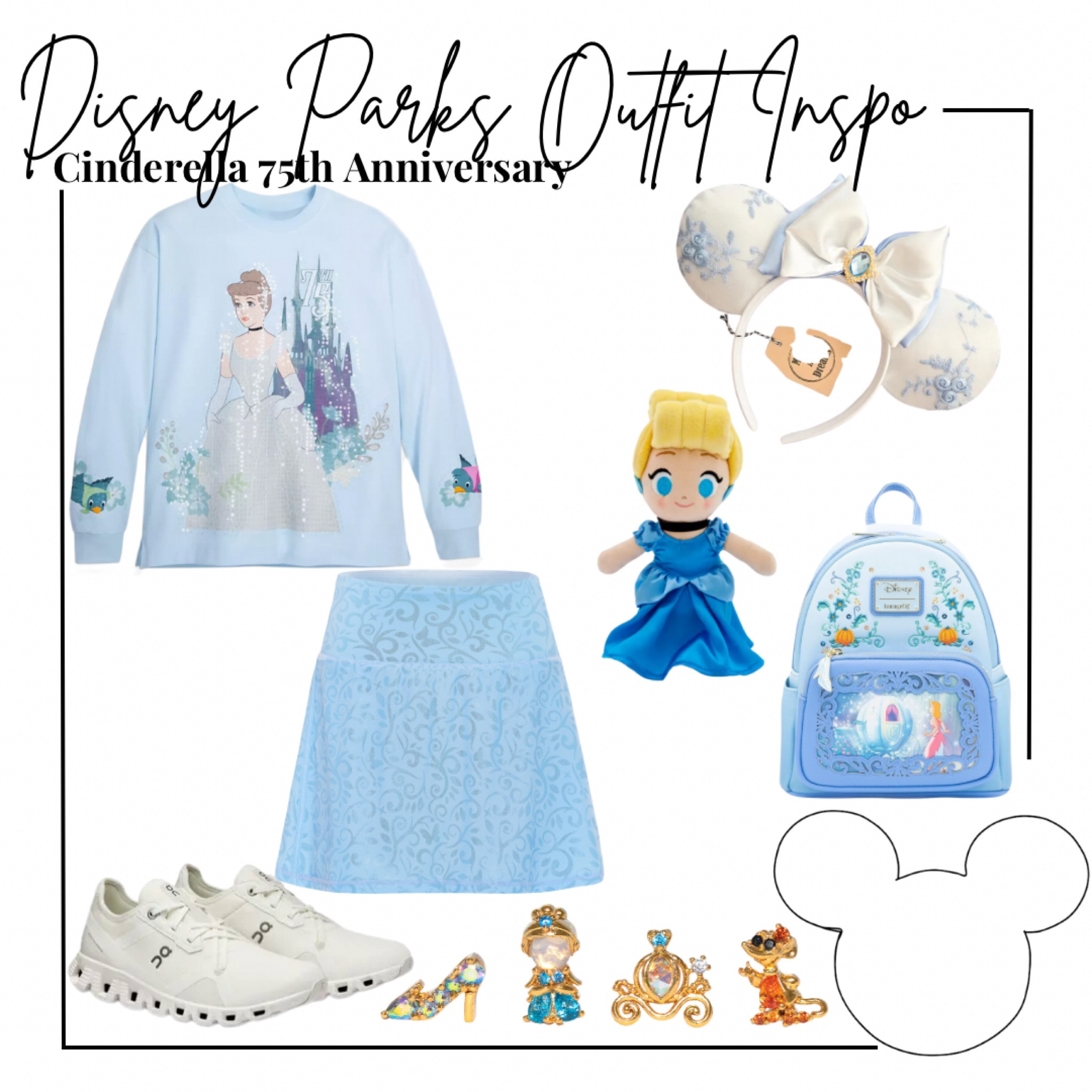 Cinderella 75th anniversary outfit inspo - Disney store sweatshirt, crowned athletics after midnight skort (I wear a size large, code MAGICALBESTIES), girls crew earrings, Cinderella nuimo, Cinderella X bridgerton ears from Etsy, Cinderella loungefly backpack from Amazon and on cloud x 5 white sneakers 

Disney Midsize, midsize outfit, size 10, ootd, Outfit inspo, princess finds, Disney parks Outfit, Disney bound,  under $50 outfit, affordable outfit, casual outfit, Disney princess , Etsy finds, Disney outfit, Mickey ears, minimal Disney style, #ltkdisney, Disney ears, Disney aesthetic, theme park outfit, Disney parks outfit ideas, comfy Disney outfit, small business finds,

#LTKFindsUnder50 #LTKMidsize #LTKStyleTip