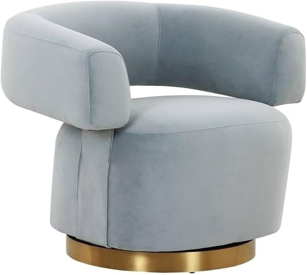 MAKLAINE Modern Contemporary Steel Gray Velvet Swivel Accent Chair | Amazon (US)