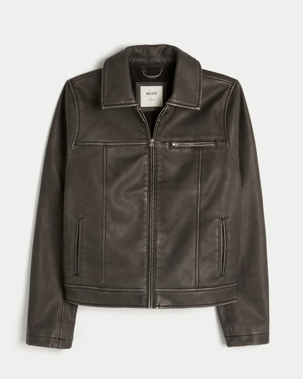 Vegan Leather Zip-Up Jacket | Hollister (US)