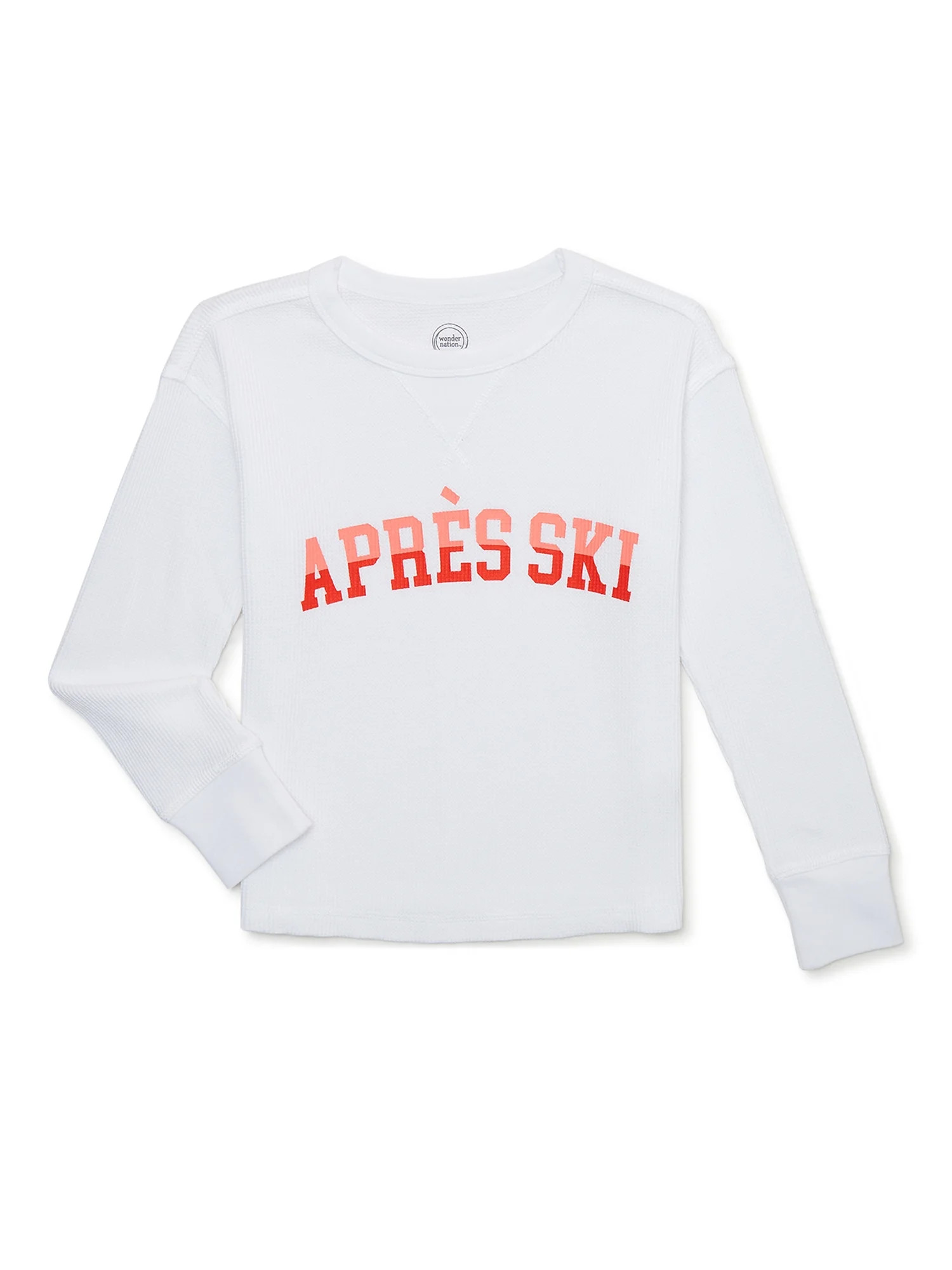 Wonder Nation Girls Long Sleeve Waffle Knit Top, Sizes 4-18 & Plus | Walmart (US)