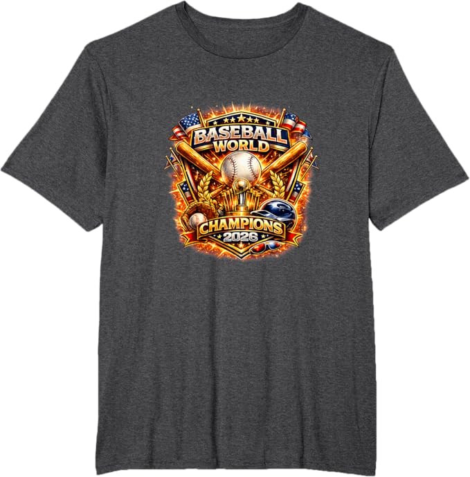 Baseball World Champions 2026 Vintage Style Graphic T-Shirt | Amazon (US)