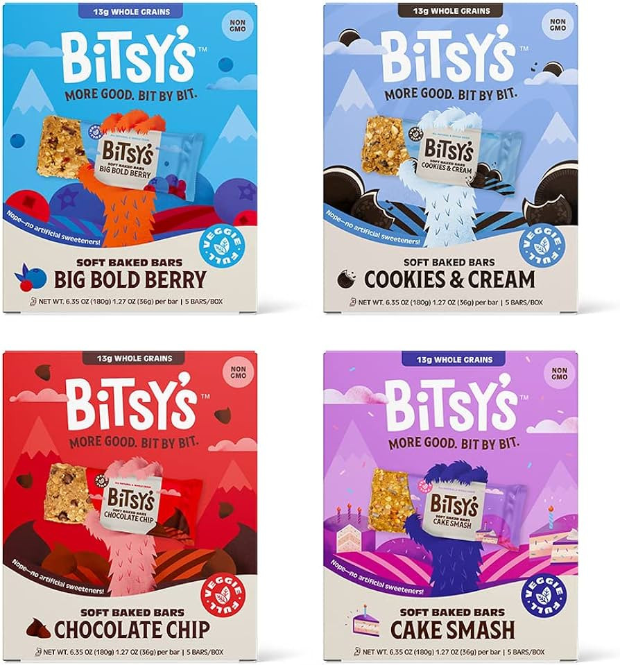 Bitsy's Soft Baked Bars - Kid Snacks with Whole Grains, Variety Pack- 4 Boxes of 5 bars (20 Indiv... | Amazon (US)