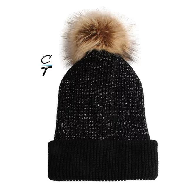 Cozy Time 10113-BLACK Slouchy Fur Pom Beanie Hat with Metallic Knitted Style for Extra Warmth & C... | Walmart (US)