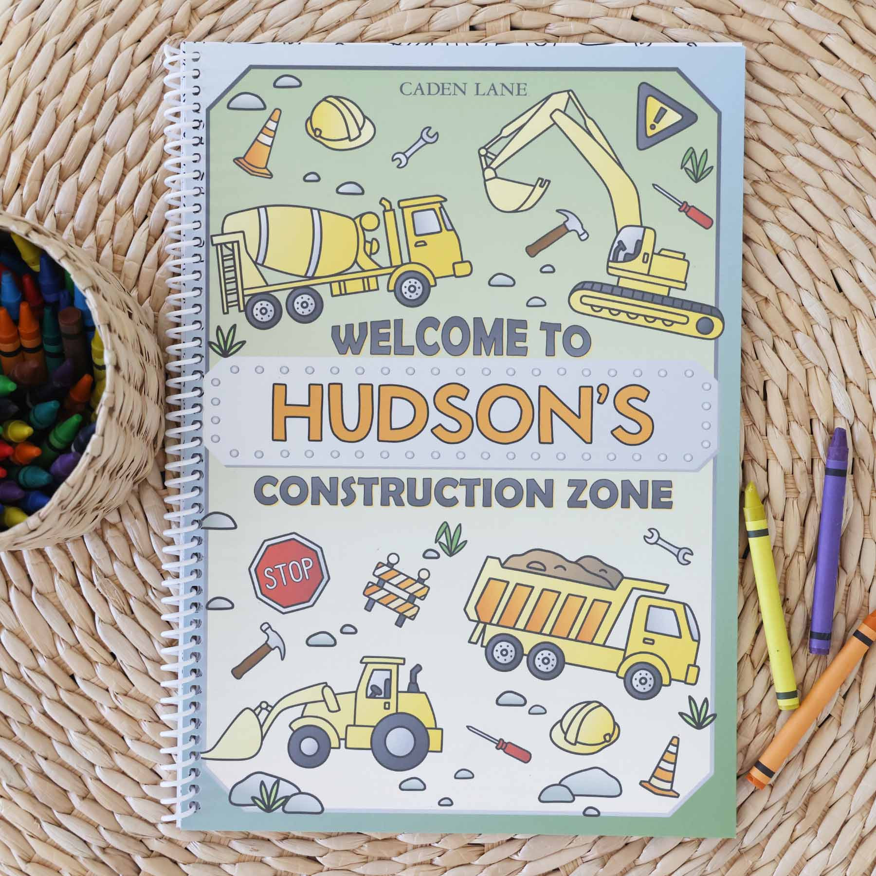 Personalized Coloring Book | Construction Zone | Caden Lane