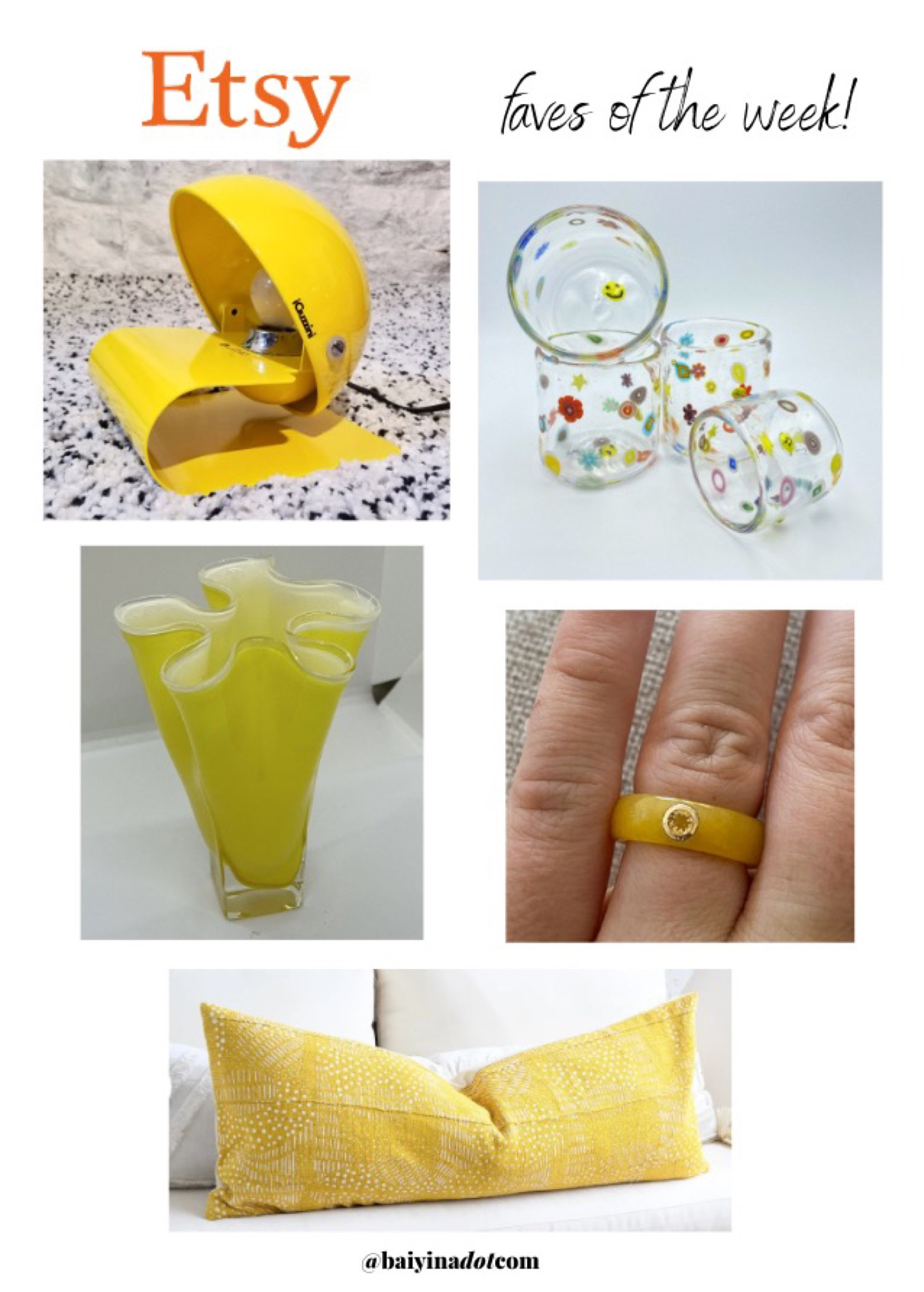 Yellow Decor | Spring Accessories |Vintage | Etsy Finds | Collectible 1970’s Glassware Murano Draped Vase Citrine Mud cloth 

#LTKSeasonal #LTKstyletip #LTKhome