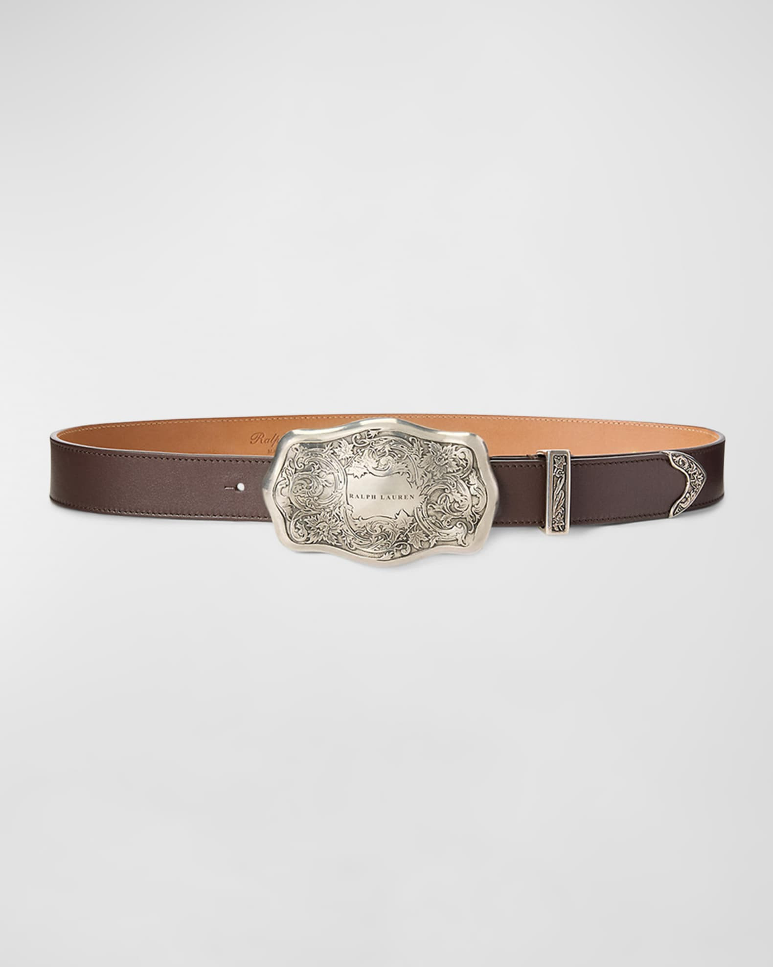 RL Western Soft Lux Leather Belt | Neiman Marcus