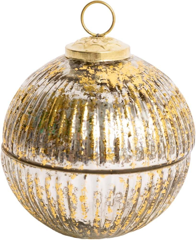 Mary Square 47334 Distressed Gold Foil Ball 13 oz Glass Decorative Hanging Christmas Candle Ornam... | Amazon (US)