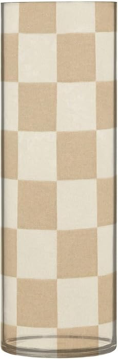Checkered Beige Flower Vase, 12 Inch Clear Plastic Vase for Table Centerpiece Home or Wedding Dec... | Amazon (US)