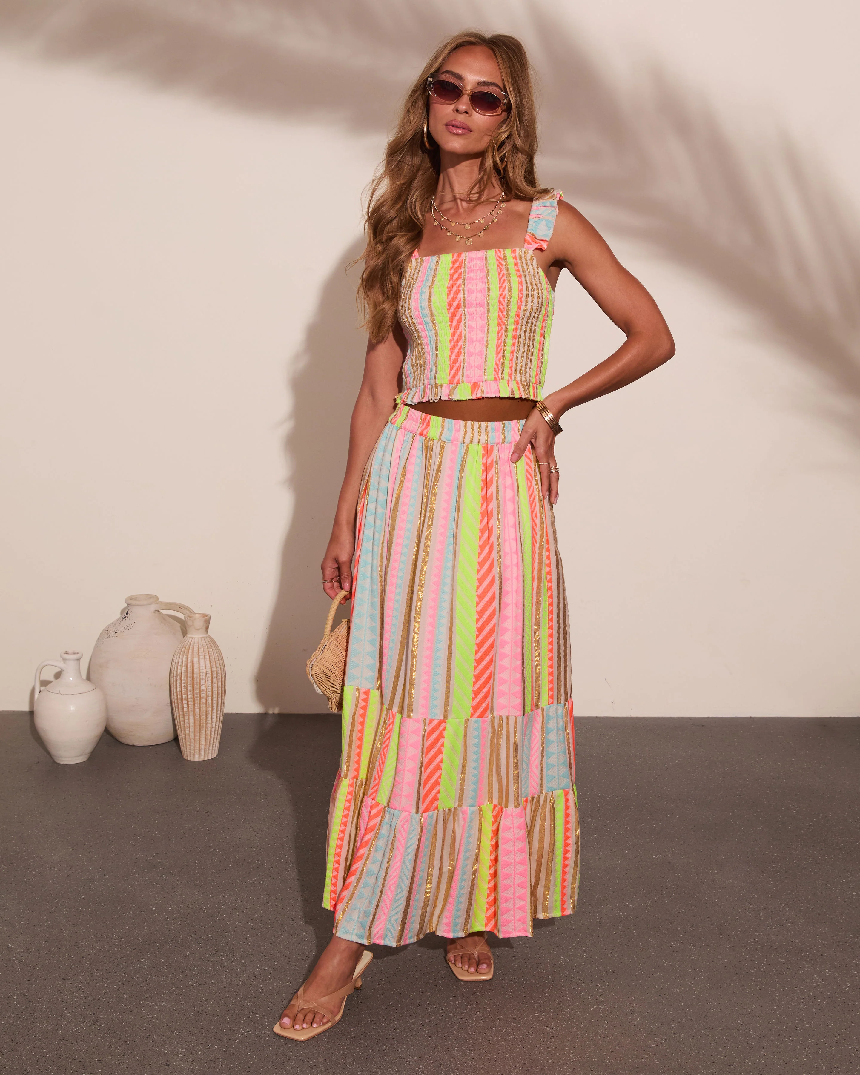 After Glow Muse Striped Abstract Maxi Skirt | VICI