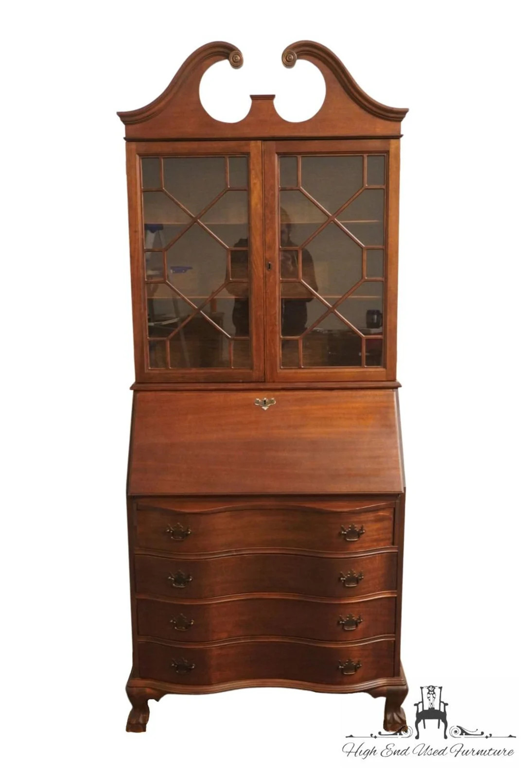 VINTAGE ANTIQUE Solid Mahogany Traditional Style 34" Secretary Desk w. Bookcase Top | Etsy (US)