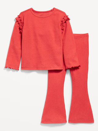 Long-Sleeve Ruffle-Shoulder Top and Flare Leggings Set for Toddler Girls | Old Navy (US)