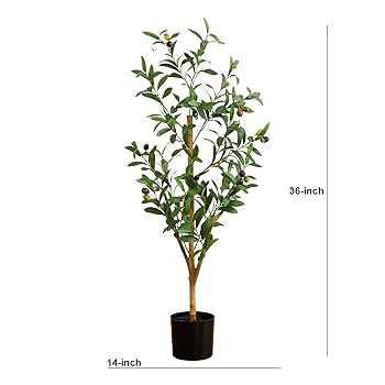 Nearly Natural Olive Tree - 3FT Tall Silk Faux Olive Tree for Home and Office Decor, Realistic Br... | Amazon (US)