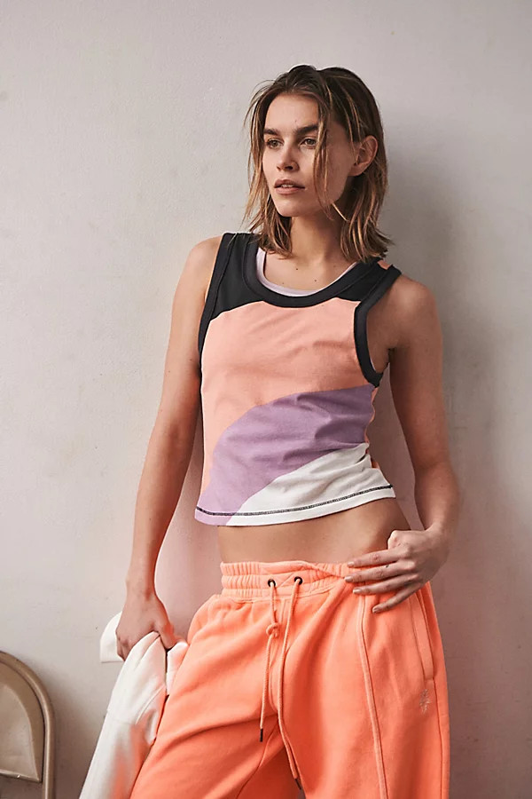 Back To Basics Printed Tank by FP Movement at Free People, Black Lilac Combo, XS | Free People (Global - UK&FR Excluded)