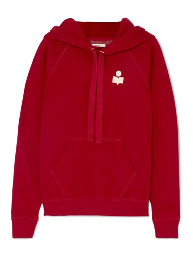 Isabel Marant Étoile - Malibu Flocked Cotton-blend Jersey Hooded Top - Crimson | NET-A-PORTER (US)