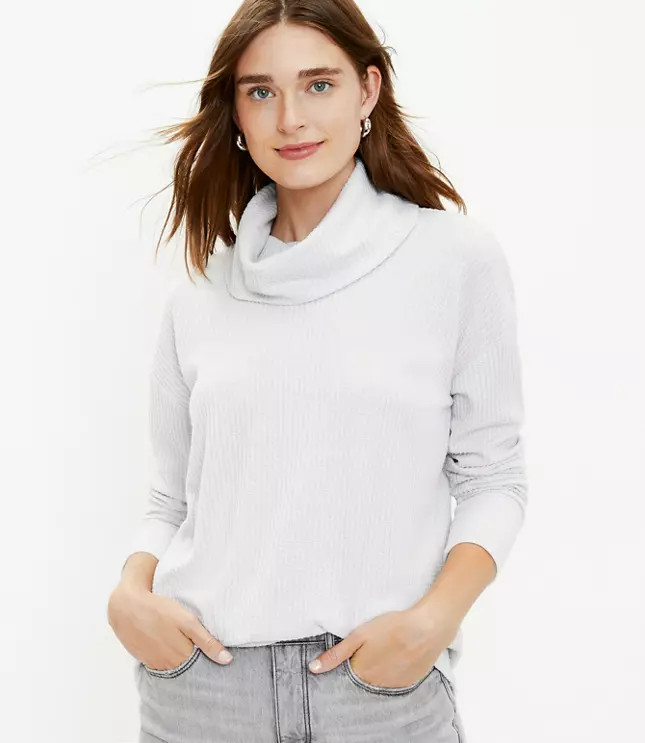 Waffle Cowl Neck Tunic Top | LOFT | LOFT