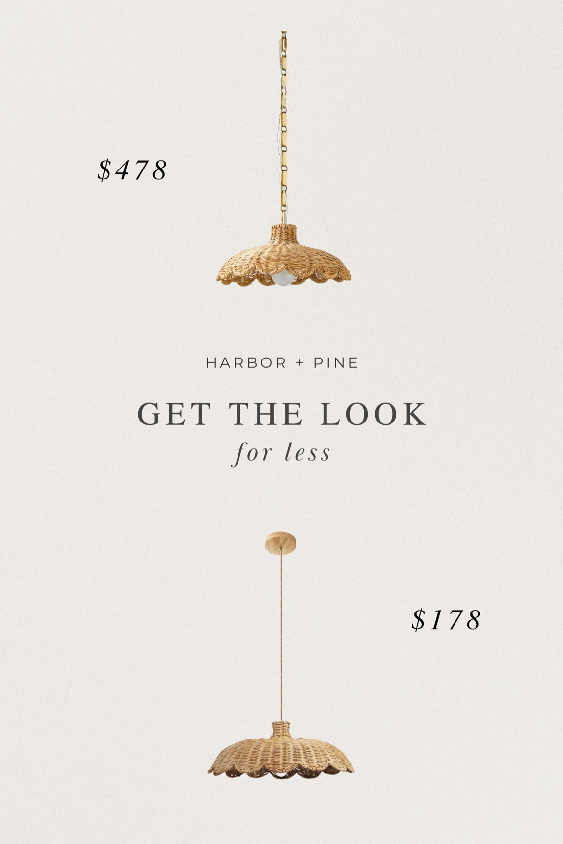 Get the look for less: Scallop rattan pendant light 

#LTKhome