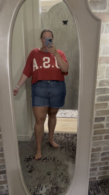 The cutest look for 4th of July! Celebrate Independence Day in style and comfort with these denim shorts and cropped USA tee. There is perfectly oversized and the shorts are so stretchy! 

July 4th outfit 
Red white and blue outfit 
Plus size 4th of July 
Plus size denim shirts 
Plus size cropped tee 
Plus size outfit idea 
Summer outfit idea
Summer outfit 


#LTKFindsUnder50 #LTKPlusSize #LTKSeasonal