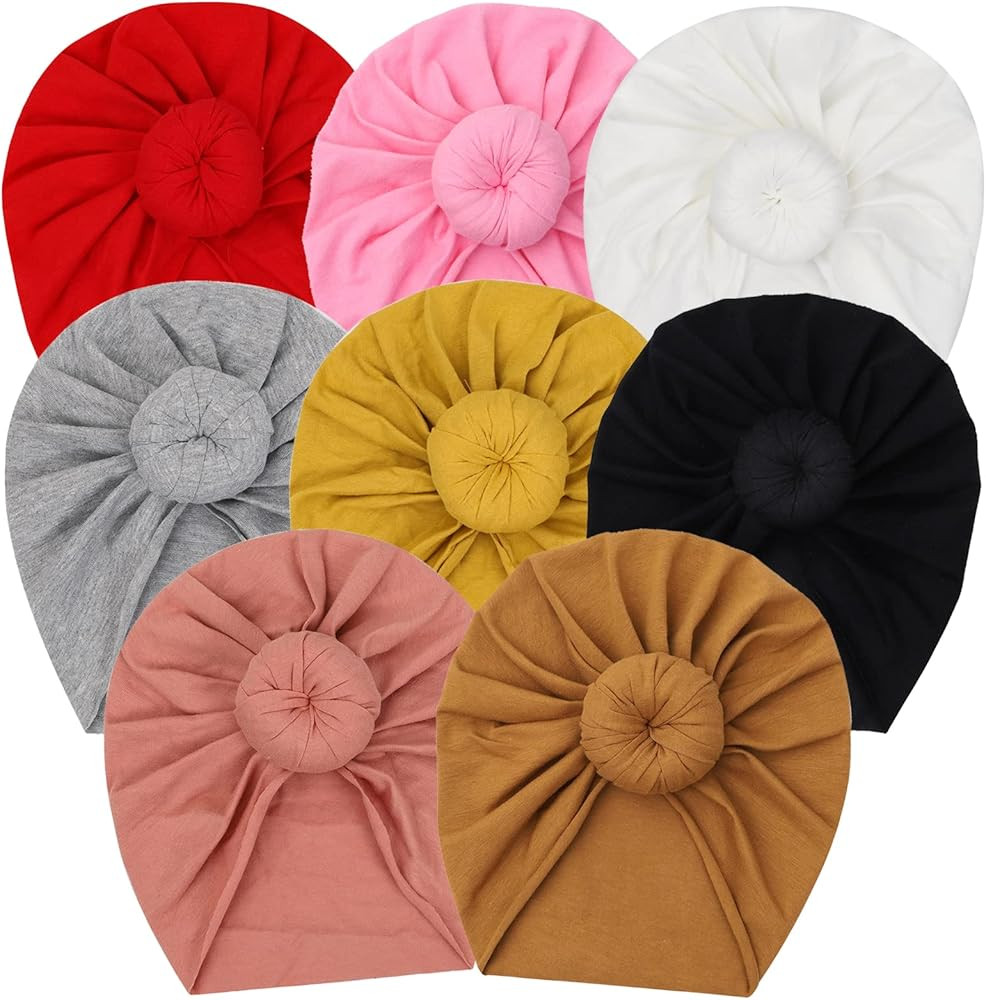 Baby Hats Newborn Baby Turban Baby Girls Hospital Hat Infant Toddler Kid Hat Big Hair Bow Top Kno... | Amazon (US)