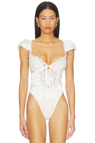 For Love & Lemons Rita Rose Bodysuit in White from Revolve.com | Revolve Clothing (Global)