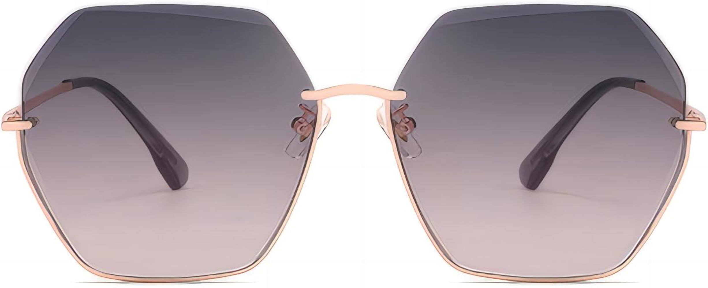 Oversized Rimless Sunglasses For Womens, Diamond Cutting HD Nylon Lens Frameless No Make Up Sun G... | Amazon (US)