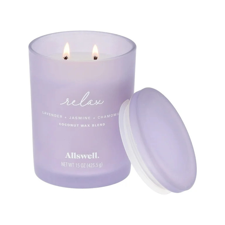 Allswell Relax (Lavender + Jasmine + Chamomille) Scented 2-Wick 15oz Spa Jar Candle | Walmart (US)