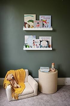 Floating Nursery Book Shelves Wall | Pair of 24in Scalloped White Nursery Book Shelves for Kids R... | Amazon (US)