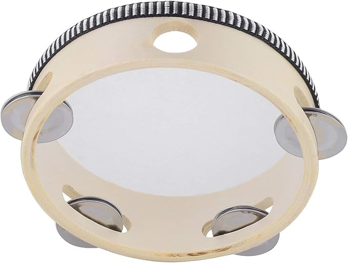 Hand Held Tambourine Drum 6 inch Bell Birch Metal Jingles Percussion Gift Musical Educational Dru... | Amazon (US)
