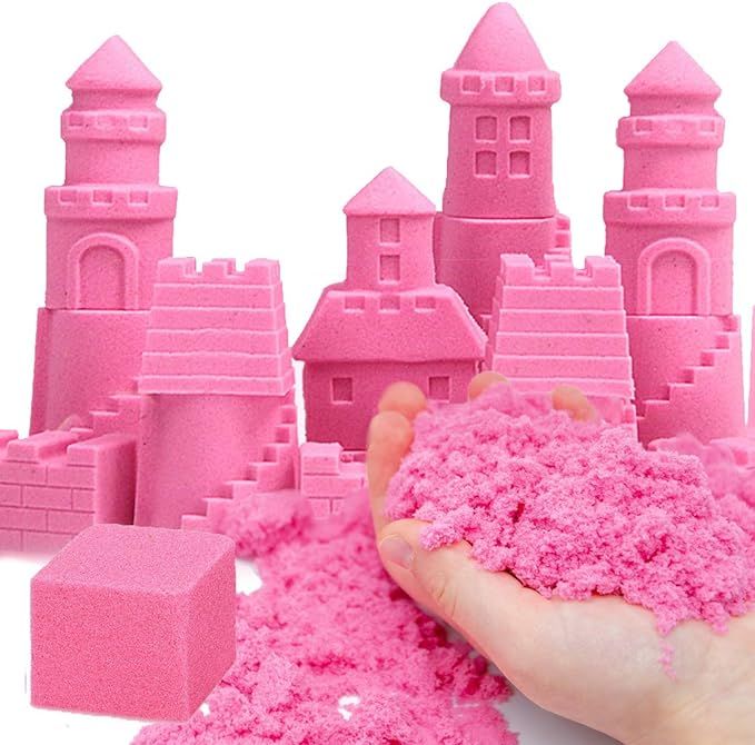 Kenlaimi 3 Pound Pink Moving Sand, Play Sand for Kids, Moldable Sensory Play Sand Indoor Outdoor ... | Amazon (US)