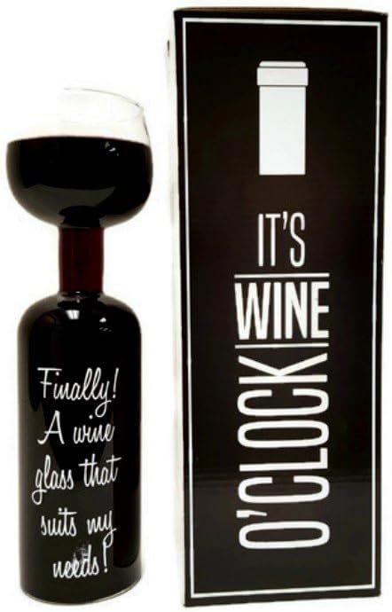 It's Wine O'Clock - Wine Bottle Shaped Glass Novelty Gift - Fits a Whole 750ml Bottle of Wine!!!!... | Amazon (US)