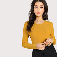 Rib Knit Fitted T-shirt | SHEIN