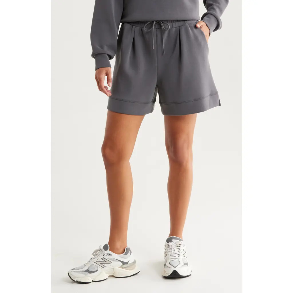 Zella Ultrasoft High Waist Knit Shorts in Grey Forged at Nordstrom, Size Xx-Large | Nordstrom