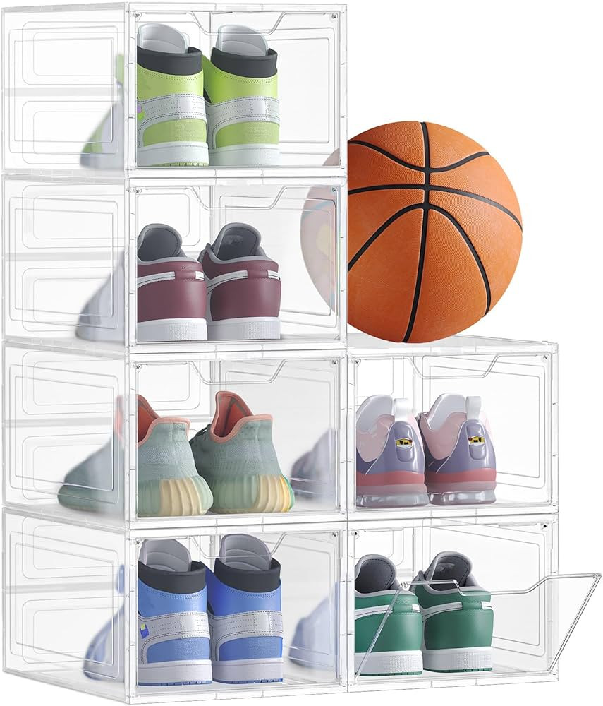 SONGMICS Shoe Boxes, Clear Shoe Organizers, Set of 6, Plastic Shoe Storage with Clear Door, Easy ... | Amazon (US)