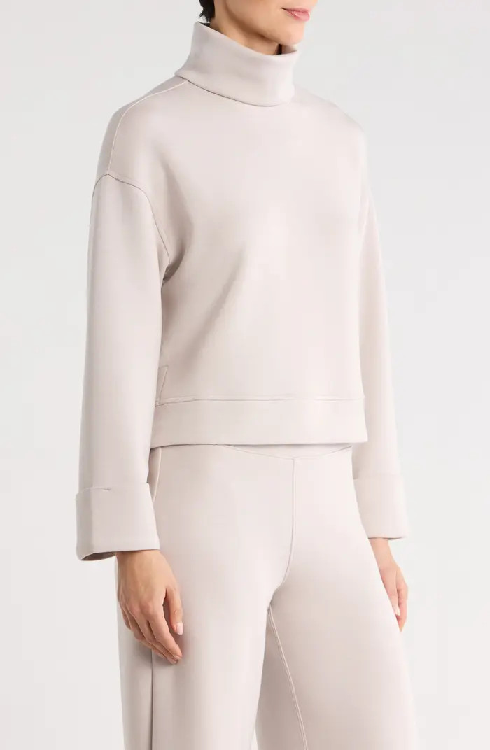 Cuffed Sleeve Crop Turtleneck Sweatshirt | Nordstrom