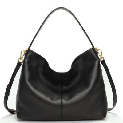 Susu Mara Soft Pebbled Leather Slouchy Hobo Shoulder Bag with Crossbody Strap Casual Everyday Tote Purse - Black | Macy's