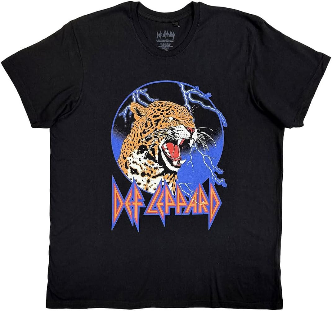 Men's Def Leppard Lightning Leopard T-Shirt Black | Amazon (US)