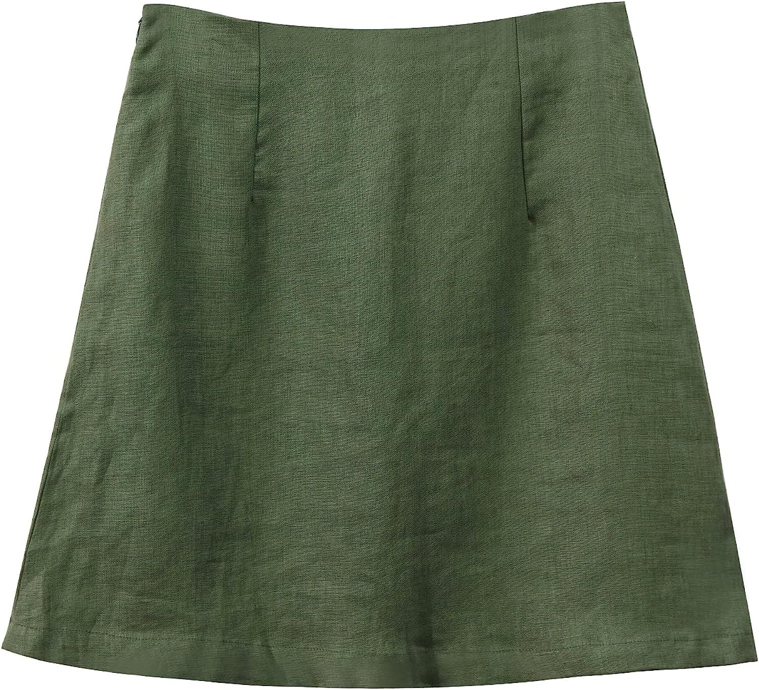 Amazhiyu Womens Pure Linen High Waist Mini Pencil Skirt Summer Zipper Short Skirt | Amazon (US)