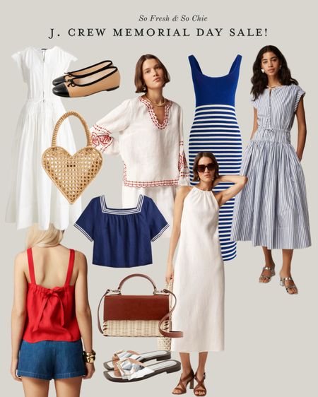 J. Crew Memorial Day Sale starts now! 
-
White dress - white midi dress - summer outfit - summer dress - blue and white striped midi dress - red top linen- red linen bow back top - woven leather purse Crossbody- blue and white striped dress- white top with red embroidery - beige captoe ballet flats - blue and white cropped top with sleeves - woven heart bag- brown high heeled leather sandals - mirror silver sandals flat - j.Crew sale

#LTKFindsUnder100 #LTKSaleAlert #LTKMidsize