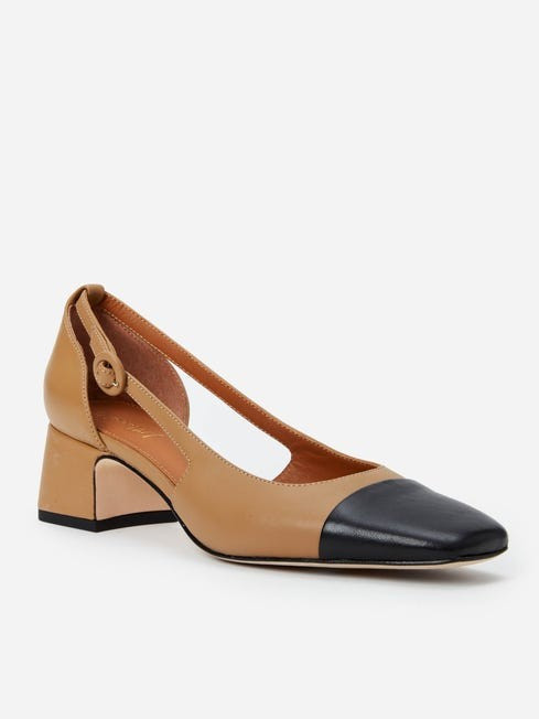 Callie Leather Heels in Color Block | J.McLaughlin