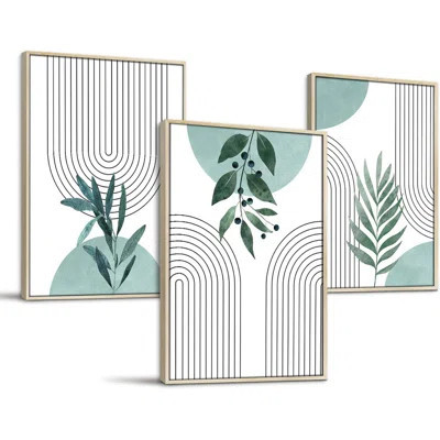 Sage Green Wall Art Framed, Botanical Boho Wall Decor For Living Room, Set Of 3 Plant Painting Prints Farmhouse Decor For Bedroom, Bathroom, Office, 1 | Wayfair North America