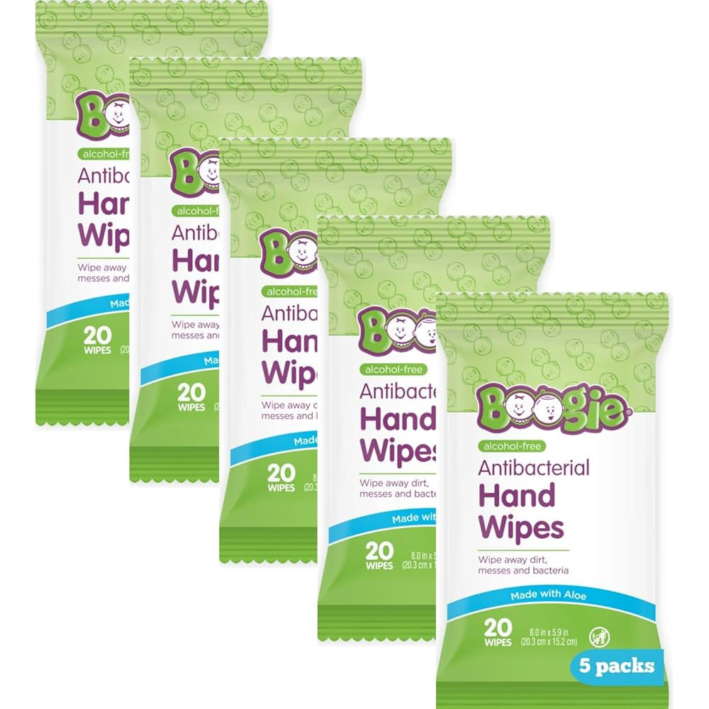 Antibacterial Hand Wipes by Boogie Wipes, Alcohol-Free, Hypoallergenic and Moisturizing Aloe, Boo... | Amazon (US)